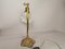 Portuguese Art Nouveau Style Brass Swan Neck Table Lamp with Adjustable Frosted Glass Tulip Shade, Image 4