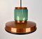 Mid-Century Copper Pendant Light with Teal Glass, 1950s 7