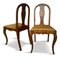 Antique Swedish Satin & Birch Chairs, Set of 2 1