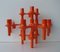 Modular Orange Candleholders by Fritz Nagel for Sonti, 1970s, Set of 5 4