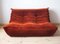 Amber Corduroy Togo Corner Seat, Lounge Chair and 2-Seat Sofa Set by Michel Ducaroy for Ligne Roset, 1970s, Set of 3 1