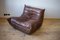 Dubai Brown Leather Togo Corner Seat, Lounge Chair and 2-Seat Sofa Set by Michel Ducaroy for Ligne Roset, 1970s, Set of 4 4