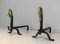 Vintage Iron and Brass Andirons with Duck Heads, 1940s, Set of 2 11