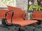 EA 108 Stühle aus Aluminium in Hopsak Orange von Charles & Ray Eames für Vitra, 4 . Set 2