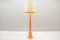 Große vintage Keramik Stehlampe in Orange, 1960er 3