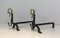 Vintage Iron and Brass Andirons with Duck Heads, 1940s, Set of 2 2