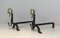 Vintage Iron and Brass Andirons with Duck Heads, 1940s, Set of 2, Image 2