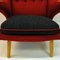 Fauteuil à Oreilles Rouge Scandinave, 1950s 10