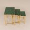 Mid-Century Malachite and Gold Gilt Brass Nesting Tables Coffee Table, 1970s, Set of 3 5