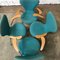 Turquoise Upholstered Model 3207 Butterfly Chairs by Arne Jacobsen, 1950s, Set of 4 13