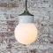 Mid-Century Industrial White Porcelain, Opaline Glass, and Brass Pendant Lamp 6