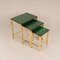 Mid-Century Malachite and Gold Gilt Brass Nesting Tables Coffee Table, 1970s, Set of 3 14