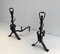 Arts & Crafts Wrought Iron Andirons, 1930s, Set of 2 3