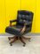 Vintage Oak Framed Chesterfield Captains Armchair in Black Leather, 1980s 11