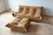 Camel Togo 3-Seater Sofa and Pouf by Michel Ducaroy for Ligne Roset, 1970s, Set of 2 1