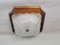 Rustic Square Frosted Glass Ceiling Flush Mount Lamp on Wooden Base, 1970s 4