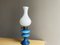 Portuguese Blue Opaline Glass Table Lamp in style of Paraffin Oil Lamp, 1970s 1