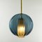 Lampe à Suspension Globe Bleu Océan, Moire Collection, en Verre Soufflé à la Main par Atelier George 2