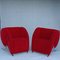 Red Velvet Virgola Lounge Chairs attributed to Yaakov Kaufman for Arflex, 1990s, Set of 2 4