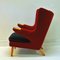 Scandinavian Red Wingback Armchair, 1950s, Image 4