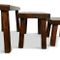Tavolini o panche vintage in legno di quercia massiccio, set di 3, Immagine 6