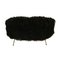 Mid-Century Modern Black Mongolian Goat Skin & Bronze Stool, 1960s 1