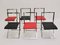 Red and Black Luisa Folding Chairs by Marcello Cuneo for Mobel, 1970s, Set of 6 2