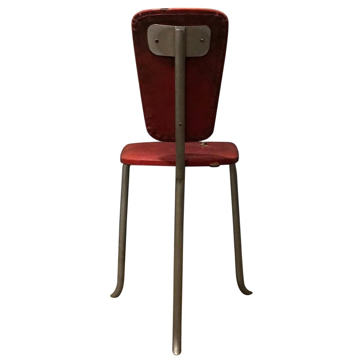 vintage red leatherette tripod side chair 1960s BO-417626