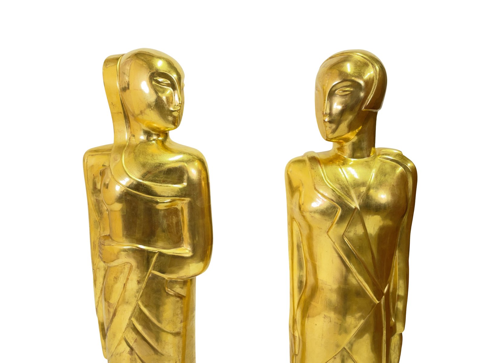 French Art Deco Statues, 1930s, Set of 2 for sale at Pamono
