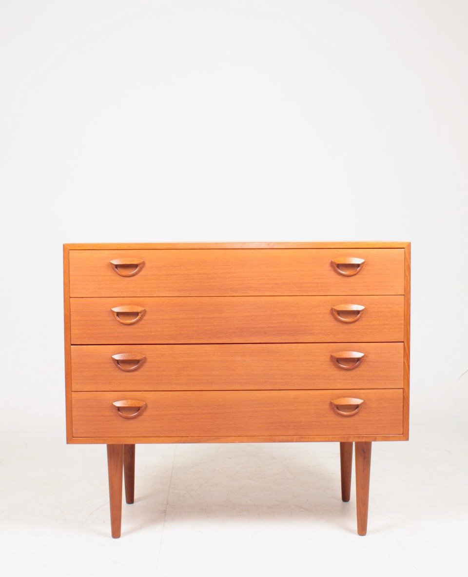mid century danish chest of drawers in teak by kai kristiansen for feldballes mobelfabrik 1960s 1 FK-1000465