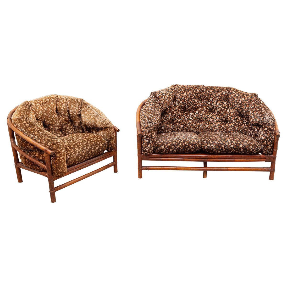 vintage bamboo lounge chair and sofa set of 2 KL-1000883