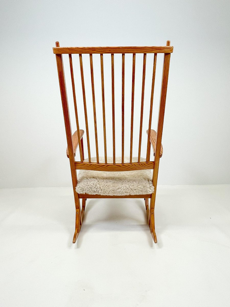 mid century rocking chair in pine and sheepskin by yngve ekstroem sweden UYK-1001049