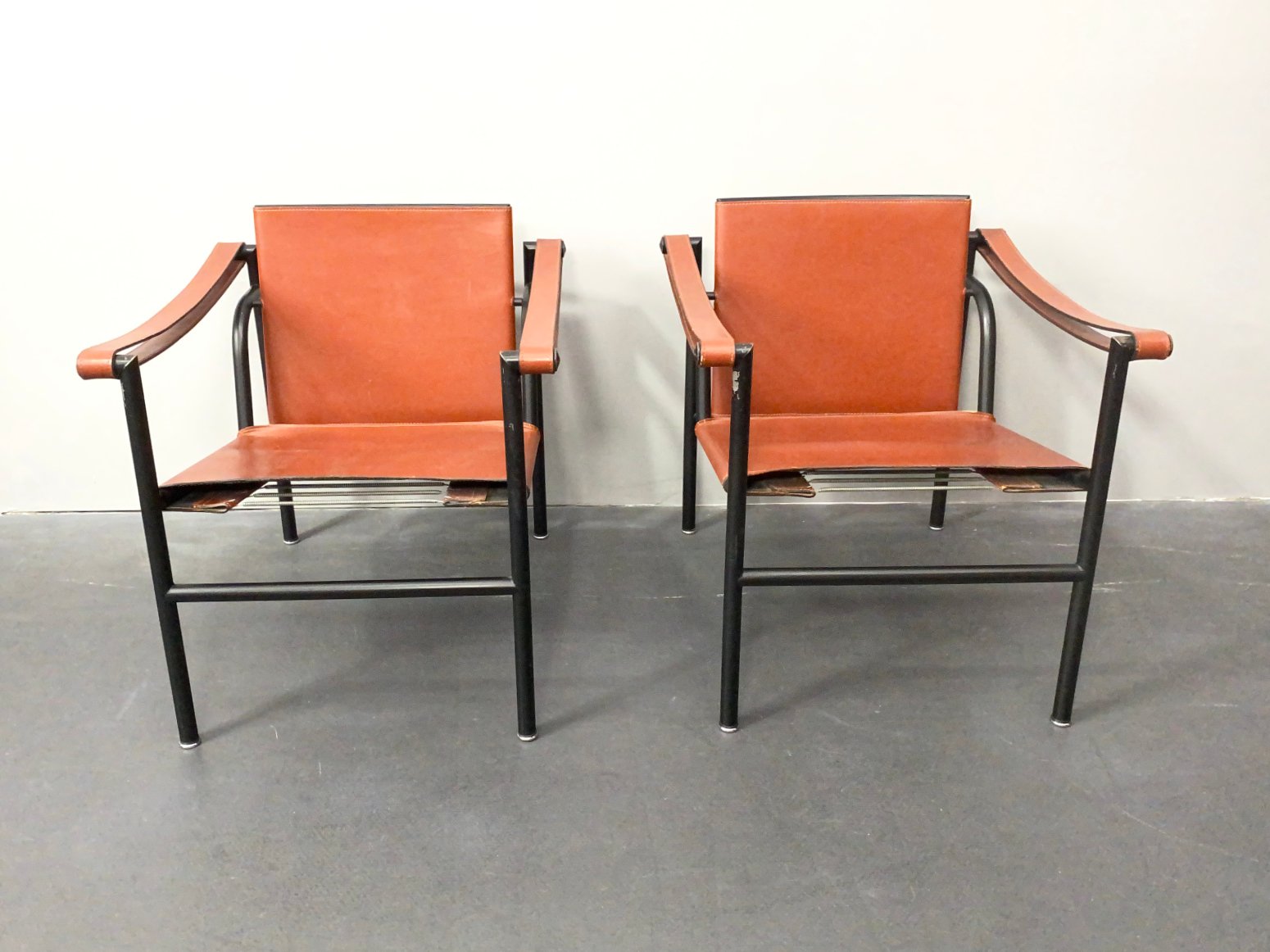 lc1 armchairs by le corbusier pierre jeanneret and charlotte perriand for cassina italy 1970s YZD-1001350