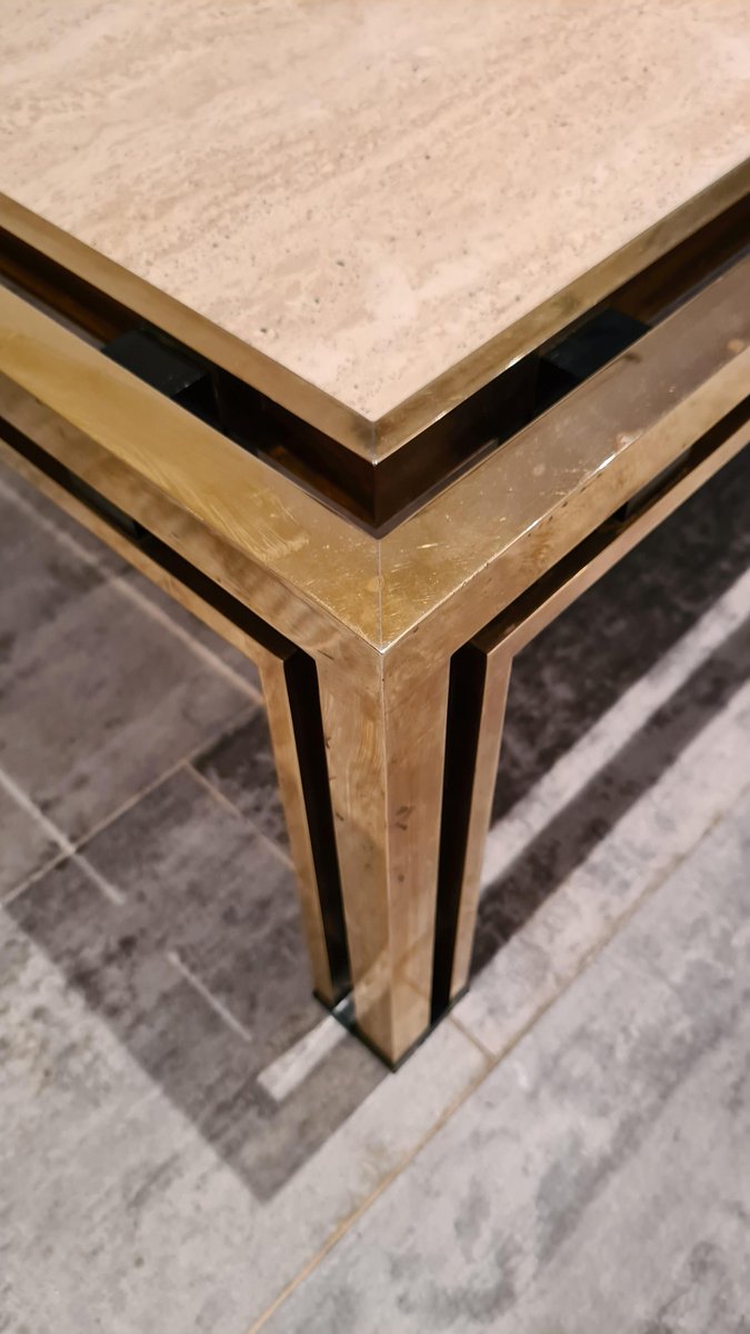 brass and travertine coffee table WBX-1001379