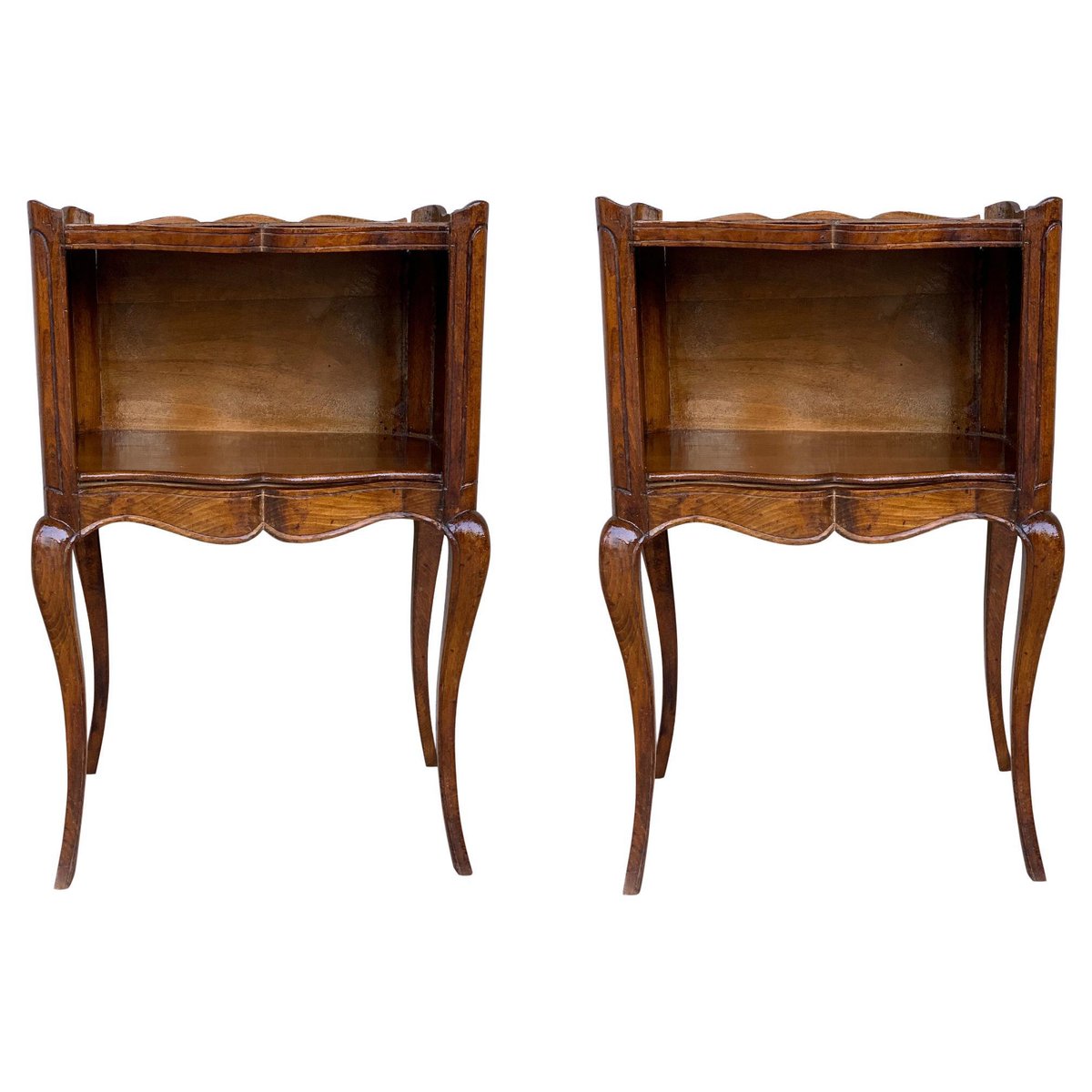 19th century french wooden bedside table with open shelf set of 2 PSK-1002486