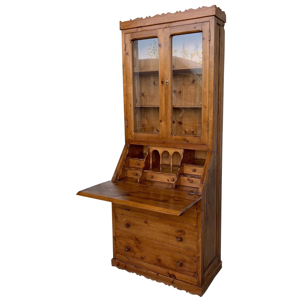 late 19th century spanish pine bureau bookcase PSK-1002492