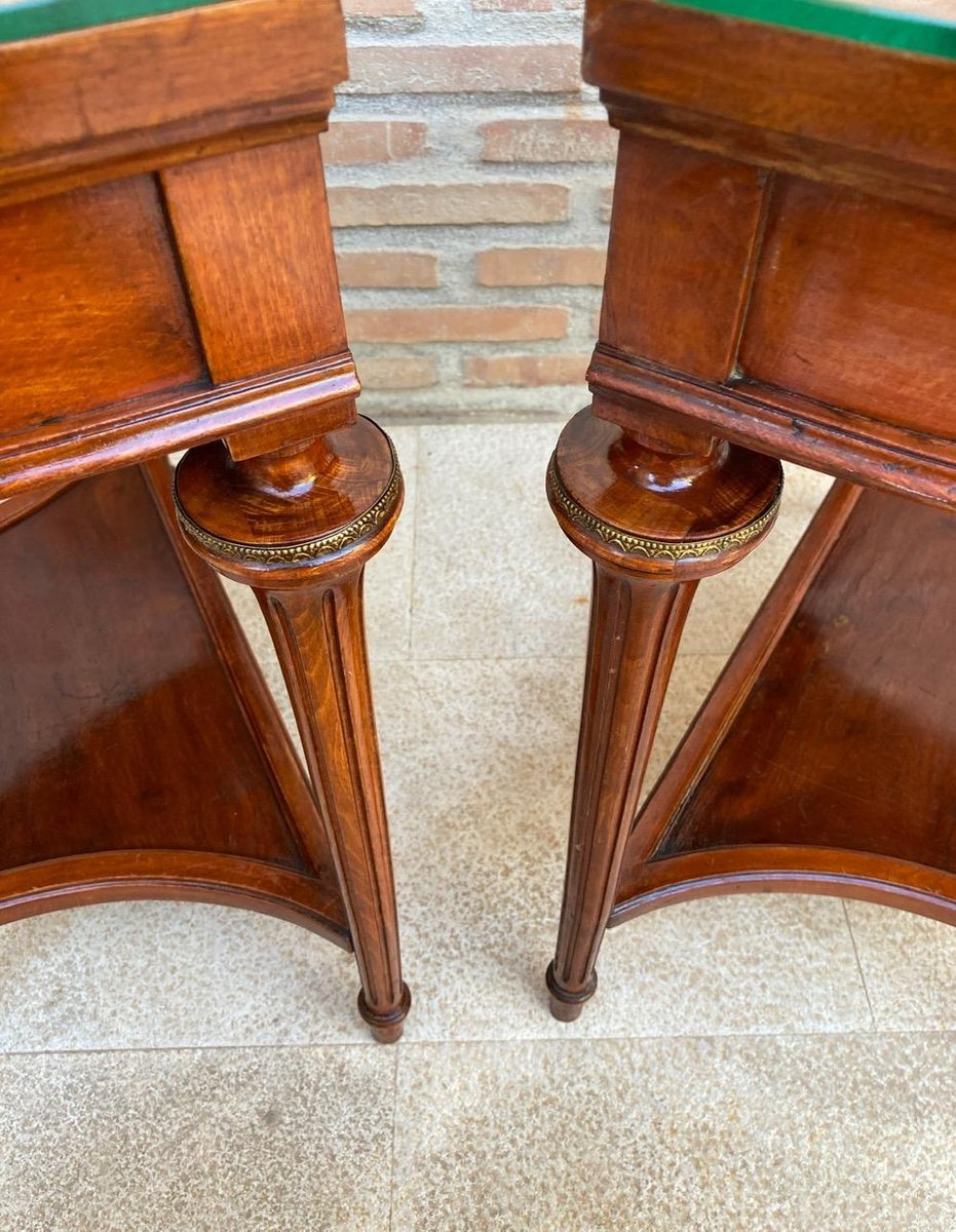 empire style mahogany wood nightstands 1930s set of 2 PSK-1002557