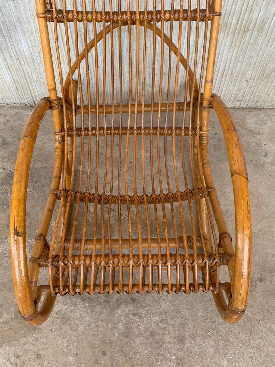 mid century bamboo rocking chairs in the style of franco albini italy set of 2 PSK-1002563