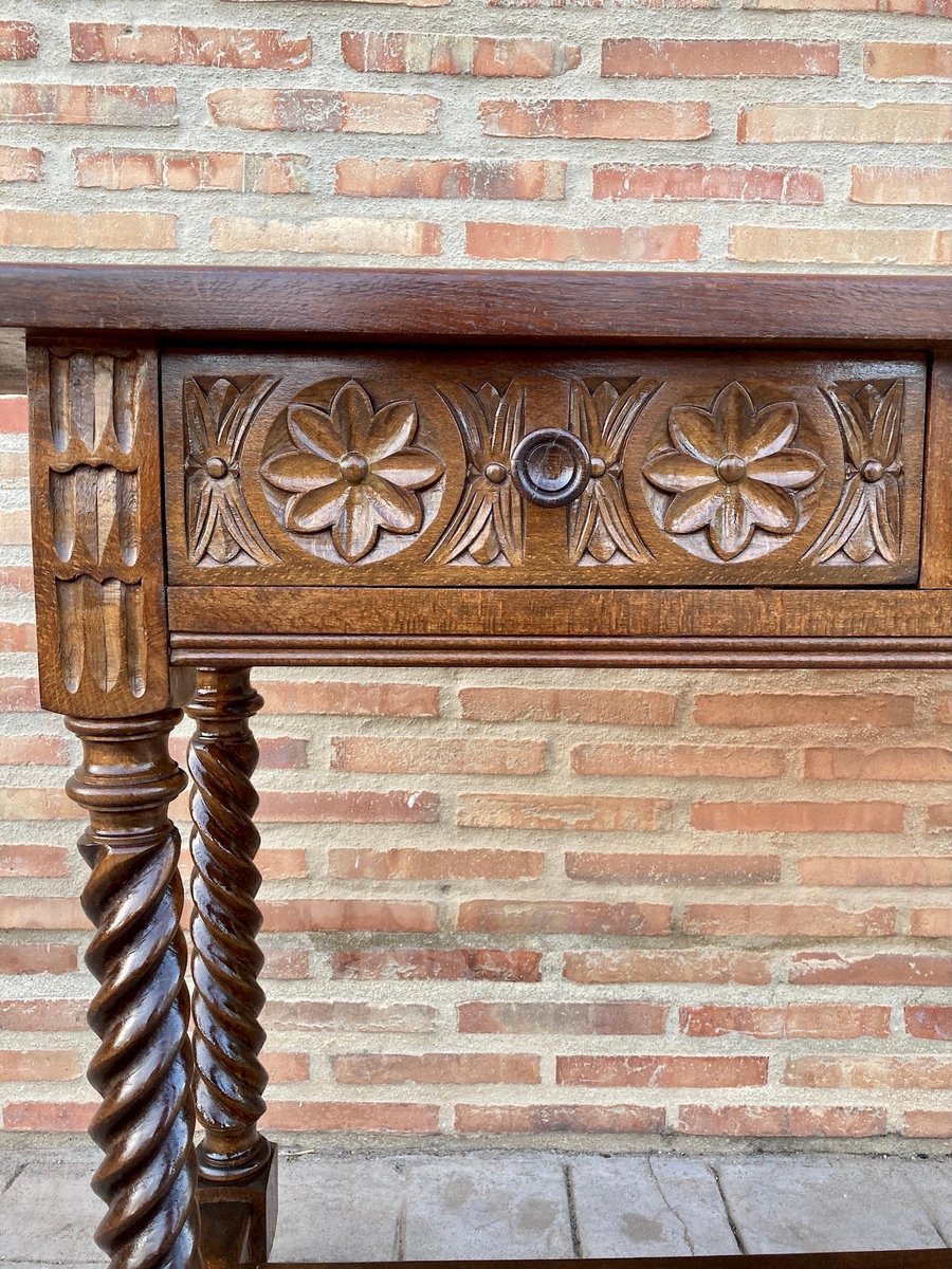 early 19th century catalan carved walnut wood console table PSK-1002591