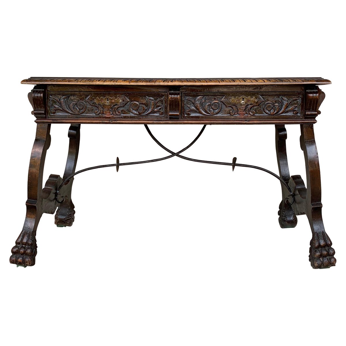 19th century spanish carved walnut renaissance desk PSK-1002633