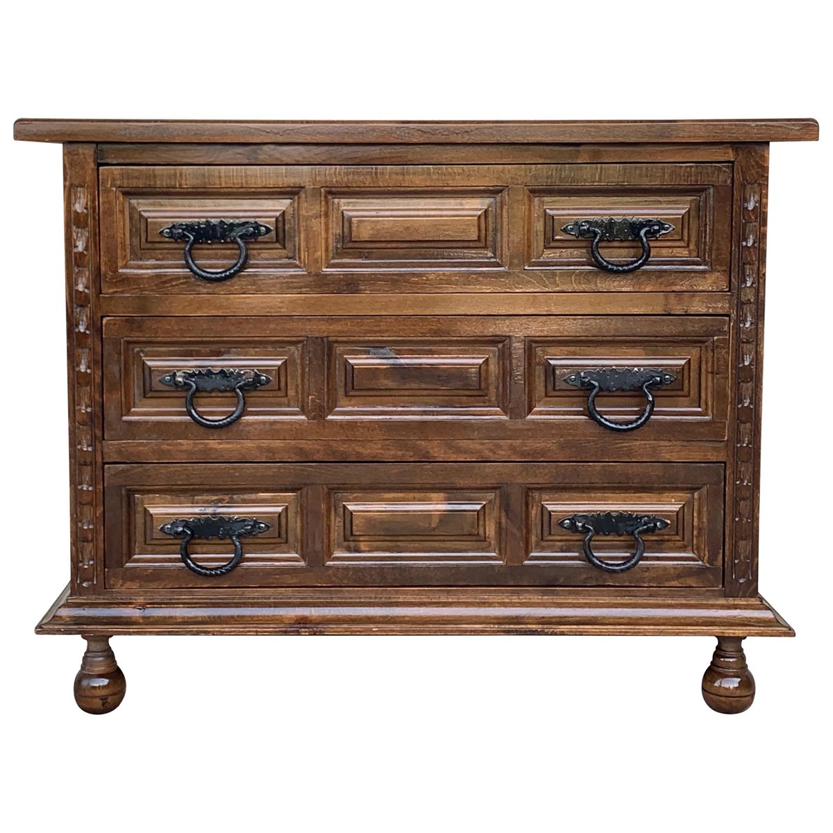 19th century catalan baroque carved walnut tuscan chest of drawers with two drawers PSK-1002638