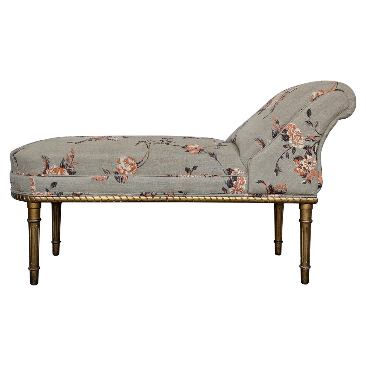 Chaise longue inglesa Regency dorada y tapizada, década de 1820 en