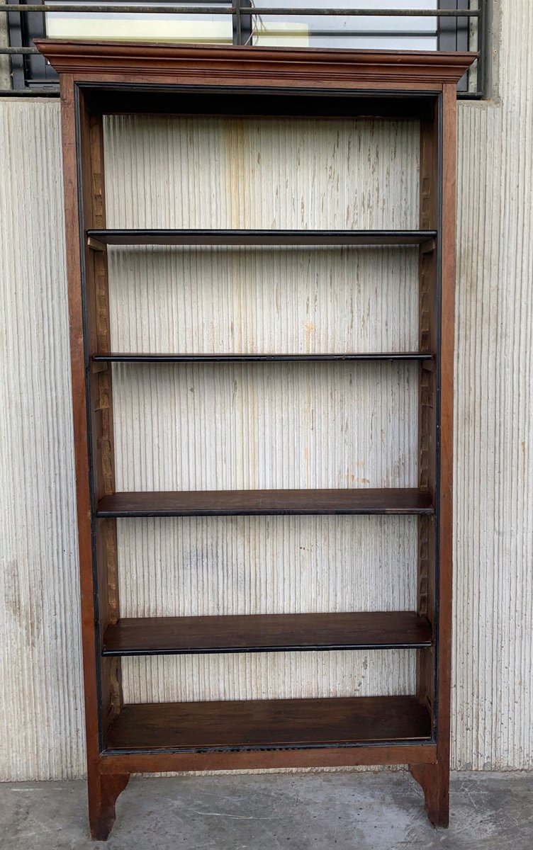 19th century french walnut ebonized bookcase with five adjustable shelves PSK-1002683