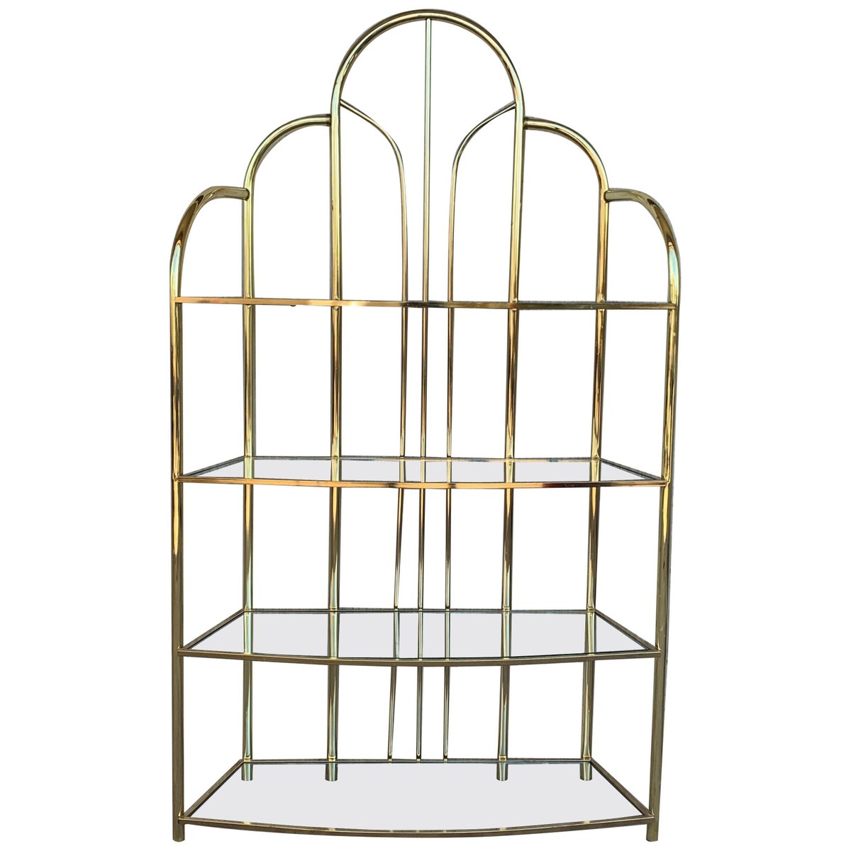 vintage brass arched glass display shelf by milo baughman PSK-1002730