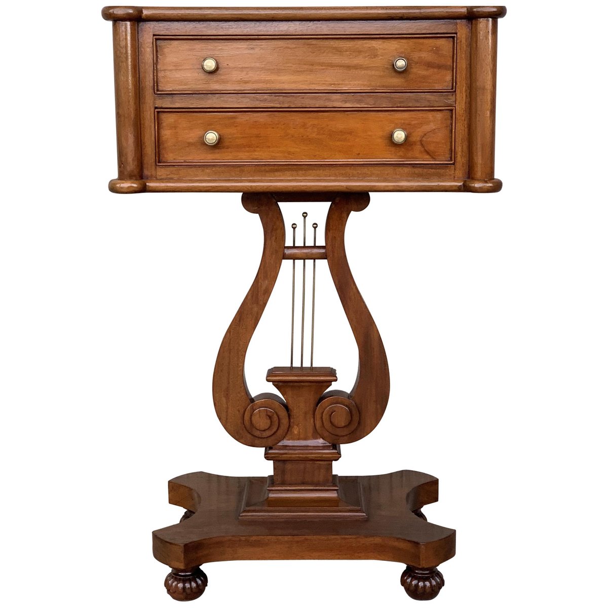French Antique Regency Style Harp Side Table for sale at Pamono