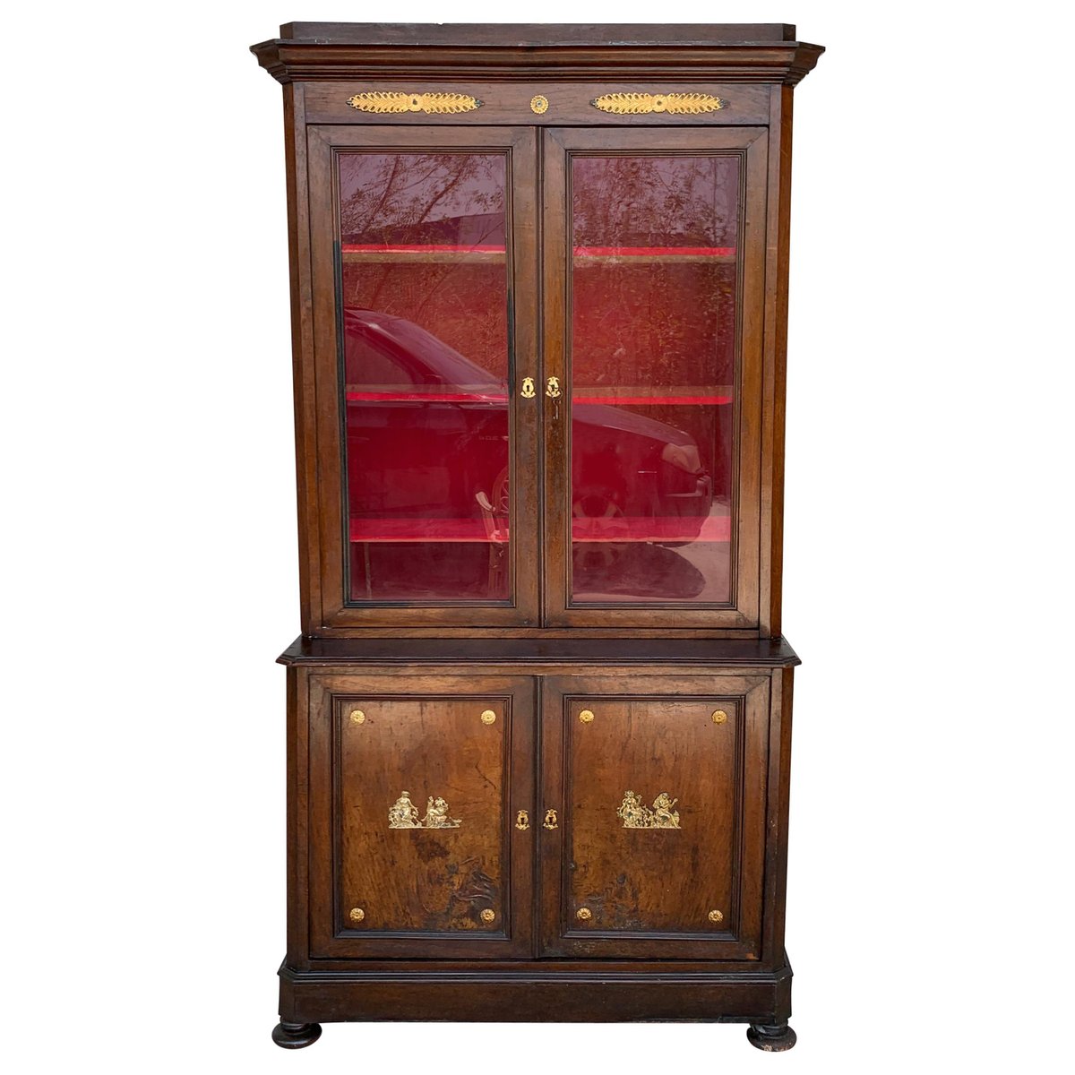 large empire danish glass bookcase in mahogany with bronze details PSK-1002825
