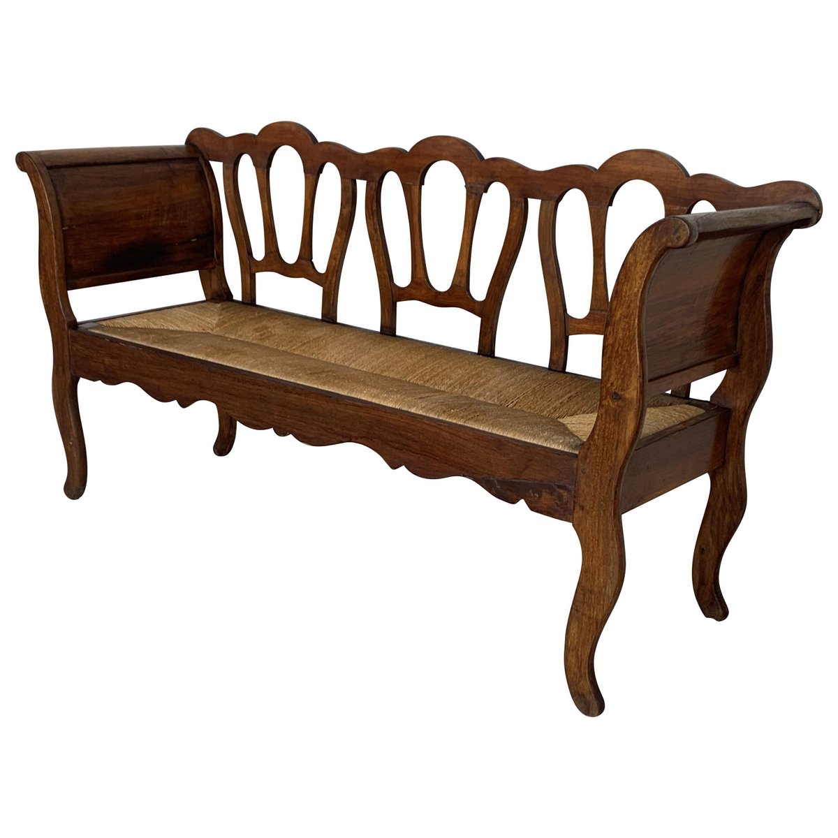 20th century walnut victorian bench in wood and rattan seat PSK-1002913