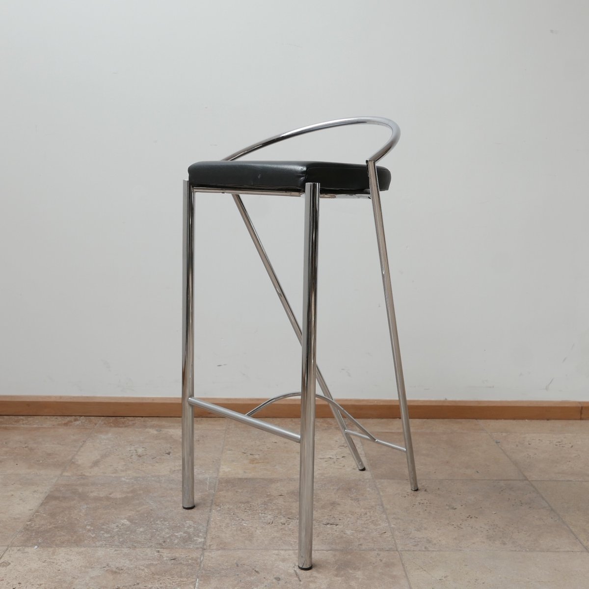 postmodern chrome and leather bar stools set of 4 JRP-1003550