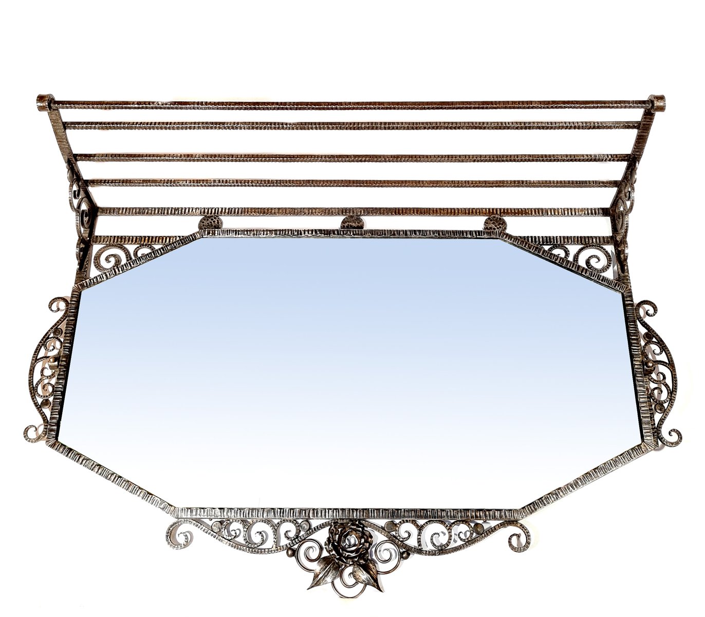 Art Deco Mirror and Wrought Iron Shelf for sale at Pamono