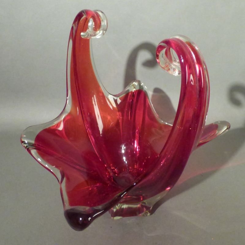Large Red Murano Glass Bowl from Made Murano Glass for sale at Pamono
